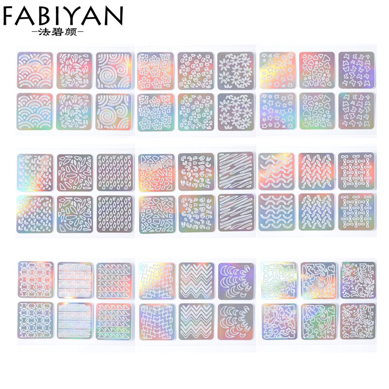 Nail Art Design Decals 3D Hollow Laser Sticker Stencil Transfer Tip Paper UV Gel Polish Image Foil Guide Template Print Kit Tool