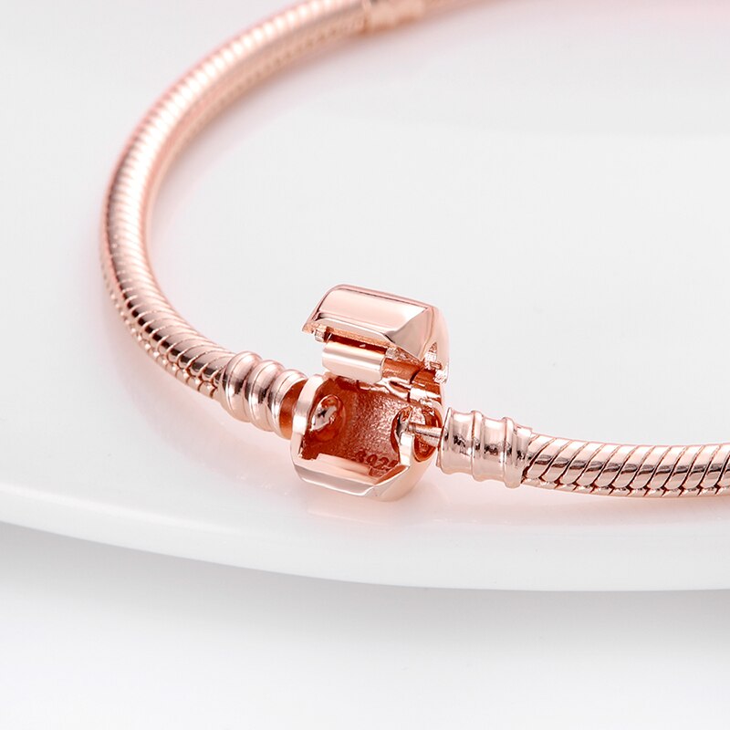 925 Sterling Silver Original Genuine Certified Rose Gold Luxury Charm Beads Bracelet For Women Fine Jewelry Flat Bracelets 2022 925 Sterling Silver Original Genuine Certified Rose Gold Luxury Charm Beads Bracelet For Women Fine Jewelry Flat Bracelets 2022