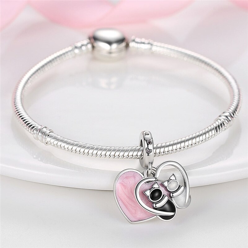 plata charms of ley 925 original fit original pandach bracelet necklace women pink serie charm bead silver color pendant jewelry plata charms of ley 925 original fit original pandach bracelet necklace women pink serie charm bead silver color pendant jewelry