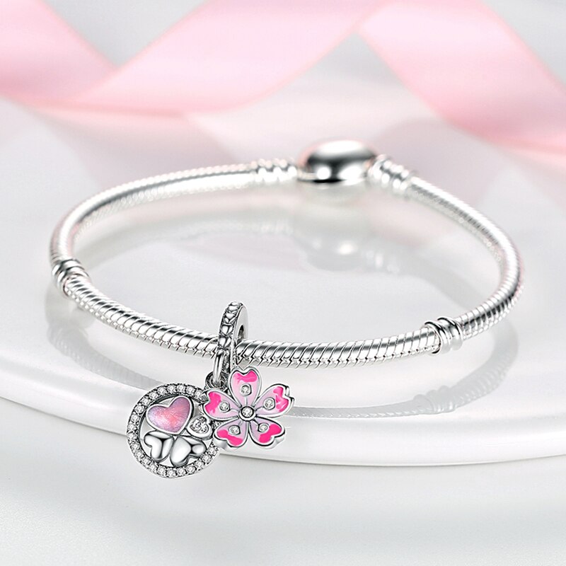 plata charms of ley 925 original fit original pandach bracelet necklace women pink serie charm bead silver color pendant jewelry plata charms of ley 925 original fit original pandach bracelet necklace women pink serie charm bead silver color pendant jewelry