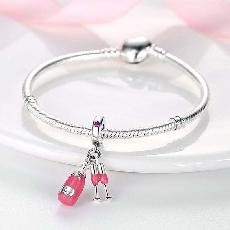 plata charms of ley 925 original fit original pandach bracelet necklace women pink serie charm bead silver color pendant jewelry plata charms of ley 925 original fit original pandach bracelet necklace women pink serie charm bead silver color pendant jewelry