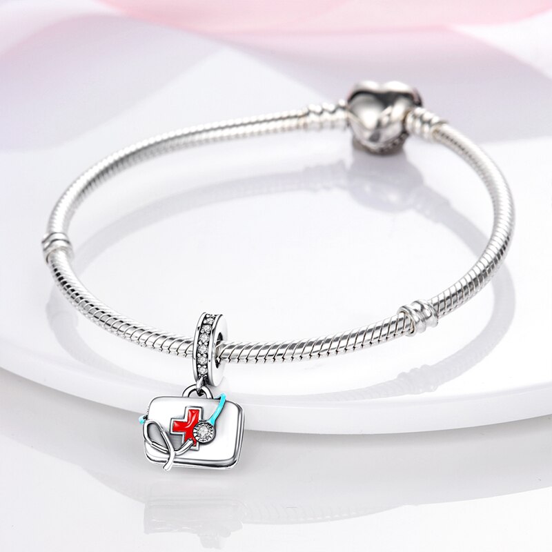 Fits Original Pandach Bracelet Necklace Silver Color Charms Beads Silver Color Pendant Charms Beads Women DIY Fine Jewelry