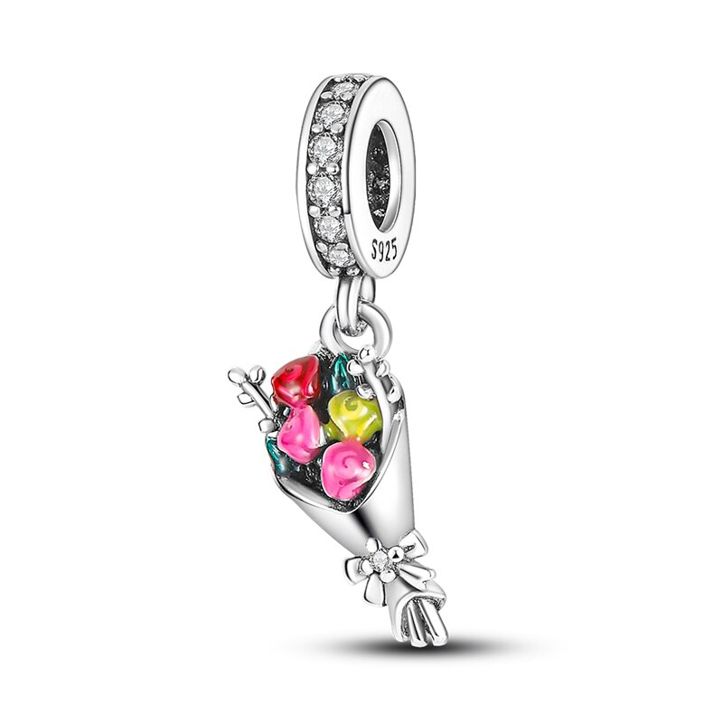 Fits Original Pandach Bracelet Necklace Silver Color Charms Beads Silver Color Pendant Charms Beads Women DIY Fine Jewelry