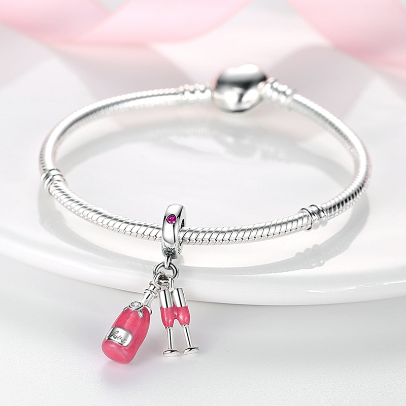 Fits Original Pandach Bracelet Necklace Silver Color Charms Beads Silver Color Pendant Charms Beads Women DIY Fine Jewelry