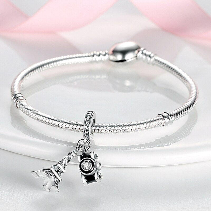 Fits Original Pandach Bracelet Necklace Silver Color Charms Beads Silver Color Pendant Charms Beads Women DIY Fine Jewelry