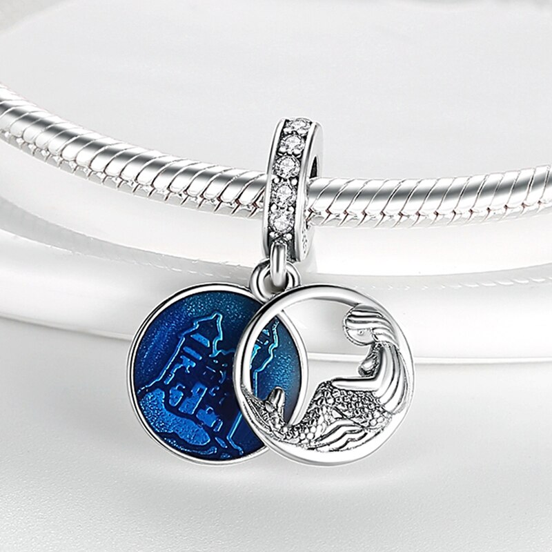 Fits Original Pandach Bracelet Necklace Silver Color Charms Beads Silver Color Pendant Charms Beads Women DIY Fine Jewelry