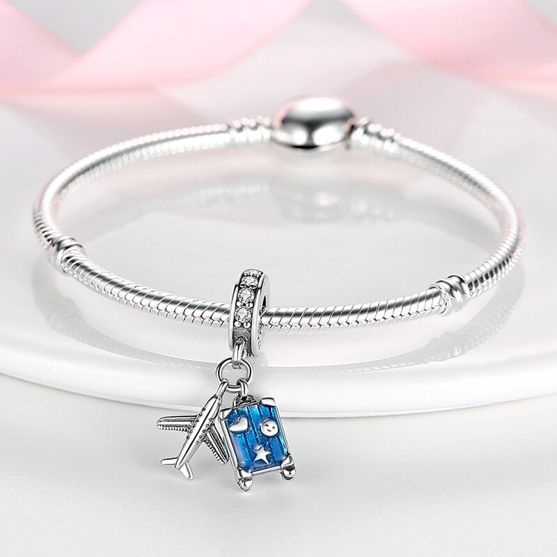 Fits Original Pandach Bracelet Necklace Silver Color Charms Beads Silver Color Pendant Charms Beads Women DIY Fine Jewelry