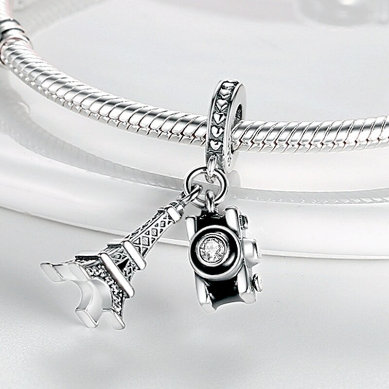 Fits Original Pandach Bracelet Necklace Silver Color Charms Beads Silver Color Pendant Charms Beads Women DIY Fine Jewelry