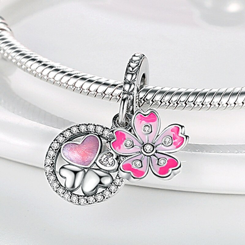 Fits Original Pandach Bracelet Necklace Silver Color Charms Beads Silver Color Pendant Charms Beads Women DIY Fine Jewelry