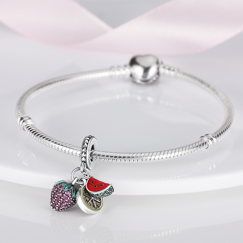 Fits Original Pandach Bracelet Necklace Silver Color Charms Beads Silver Color Pendant Charms Beads Women DIY Fine Jewelry