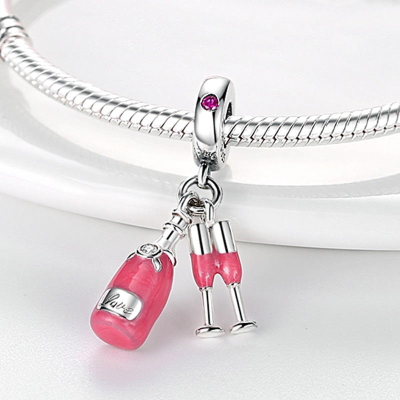 Fits Original Pandach Bracelet Necklace Silver Color Charms Beads Silver Color Pendant Charms Beads Women DIY Fine Jewelry