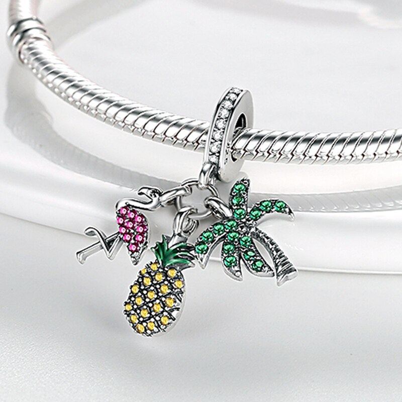 Fits Original Pandach Bracelet Necklace Silver Color Charms Beads Silver Color Pendant Charms Beads Women DIY Fine Jewelry