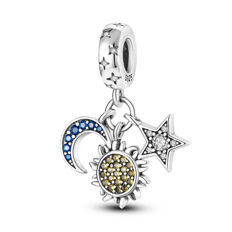 Fits Original Pandach Bracelet Necklace Silver Color Charms Beads Silver Color Pendant Charms Beads Women DIY Fine Jewelry