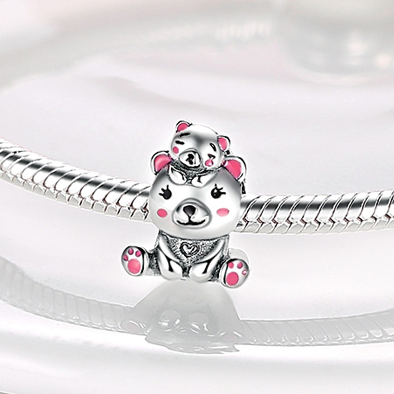 Fits Original Pandach Bracelet Necklace Silver Color Charms Beads Silver Color Pendant Charms Beads Women DIY Fine Jewelry