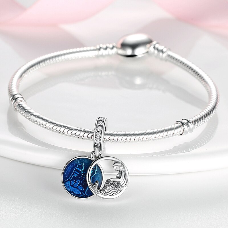 Fits Original Pandach Bracelet Necklace Silver Color Charms Beads Silver Color Pendant Charms Beads Women DIY Fine Jewelry