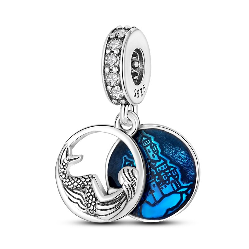 Fits Original Pandach Bracelet Necklace Silver Color Charms Beads Silver Color Pendant Charms Beads Women DIY Fine Jewelry