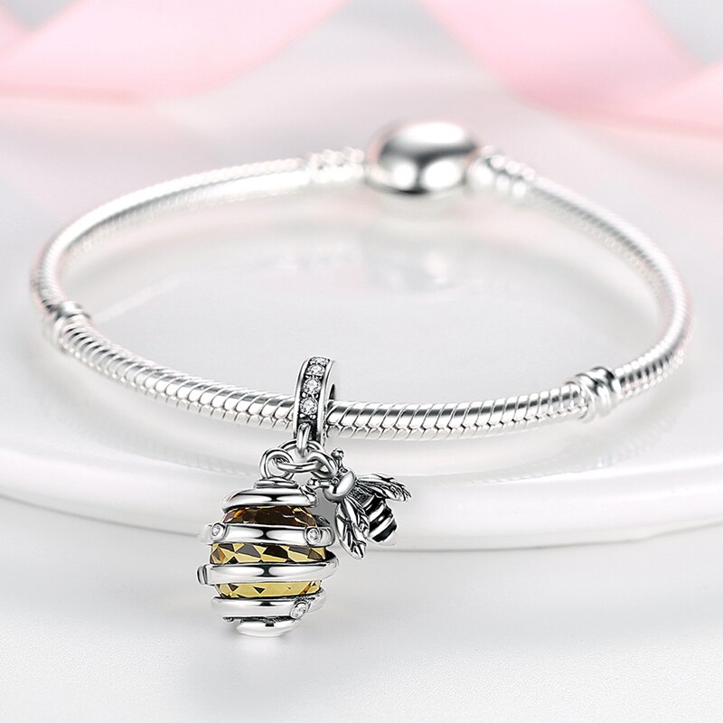 Fits Original Pandach Bracelet Necklace Silver Color Charms Beads Silver Color Pendant Charms Beads Women DIY Fine Jewelry