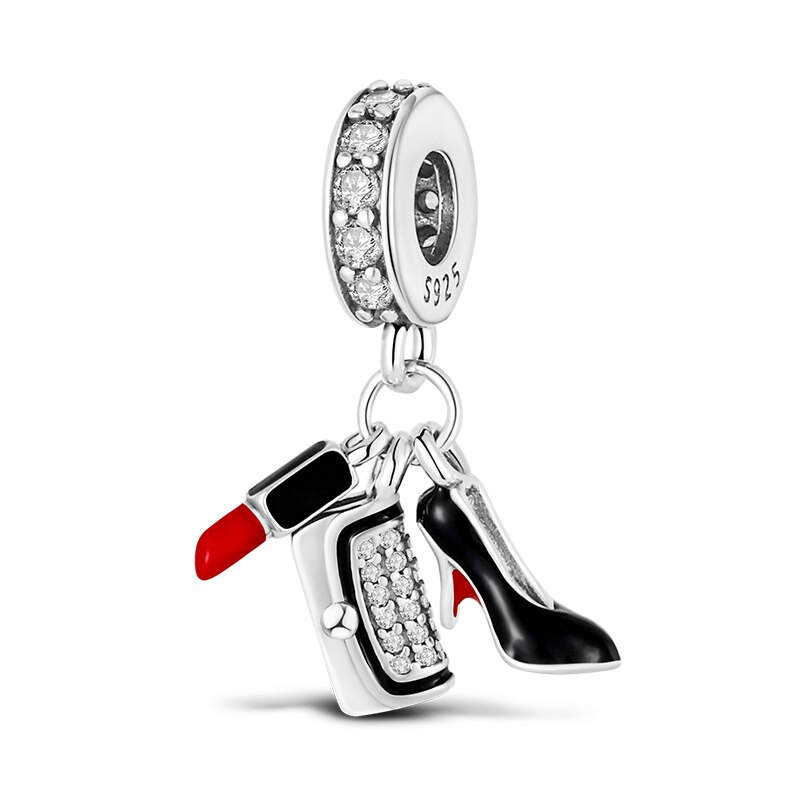 Fits Original Pandach Bracelet Necklace Silver Color Charms Beads Silver Color Pendant Charms Beads Women DIY Fine Jewelry