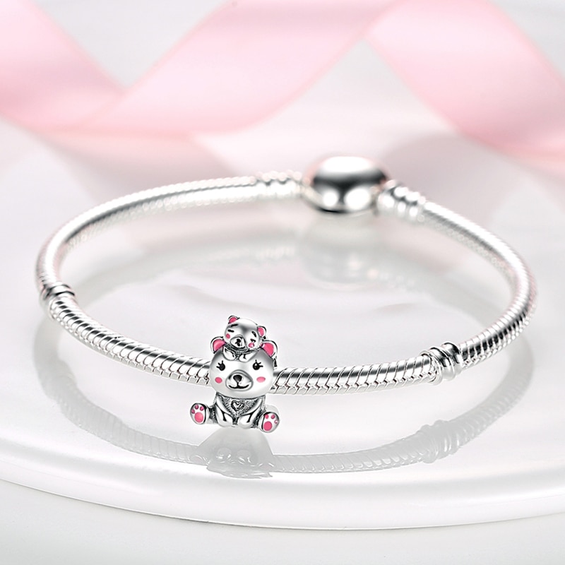 Fits Original Pandach Bracelet Necklace Silver Color Charms Beads Silver Color Pendant Charms Beads Women DIY Fine Jewelry