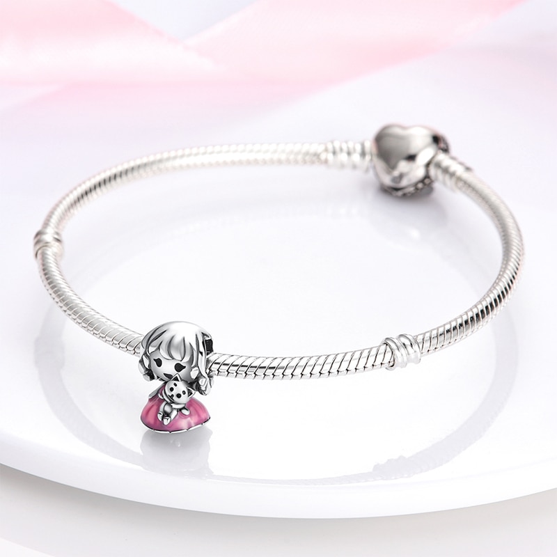 Fits Original Pandach Bracelet Necklace Silver Color Charms Beads Silver Color Pendant Charms Beads Women DIY Fine Jewelry