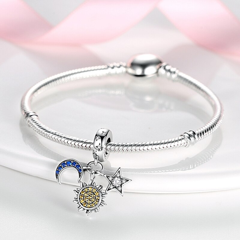 Fits Original Pandach Bracelet Necklace Silver Color Charms Beads Silver Color Pendant Charms Beads Women DIY Fine Jewelry