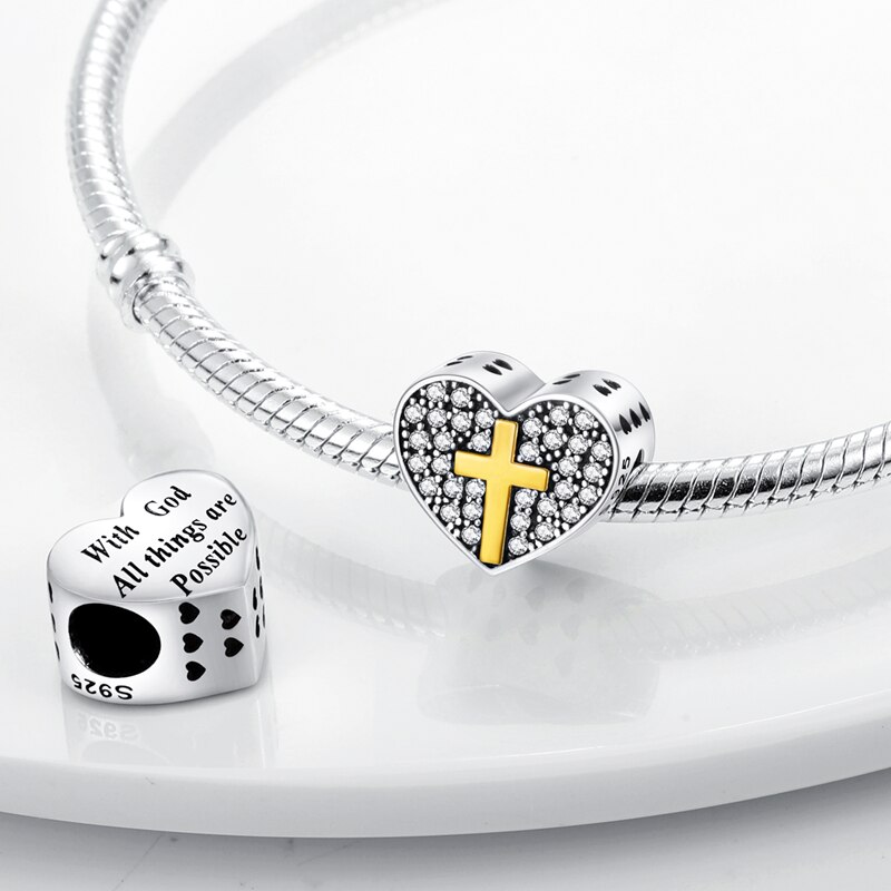 Fits Pandora Original Charm Bracelet Women Zircon Heart Bead Sterling Silver 925 Starfish Shell Isolated Clip Beads Jewelry 2022