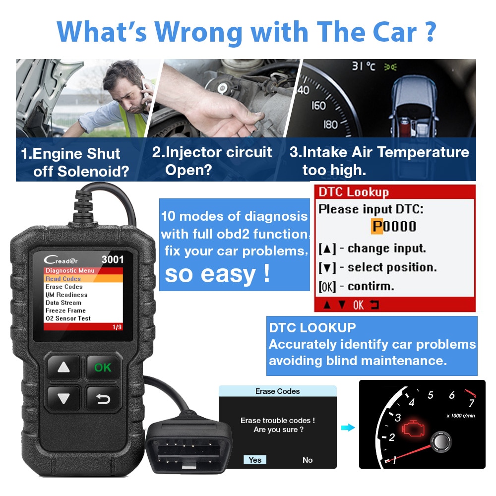 LAUNCH X431 CR3001 Car Full OBD2 Diagnostic Tools Automotive Professional Code Reader Scanner Check Engine Free Update pk ELM327 LAUNCH X431 CR3001 Car Full OBD2 Diagnostic Tools Automotive Professional Code Reader Scanner Check Engine Free Update pk ELM327