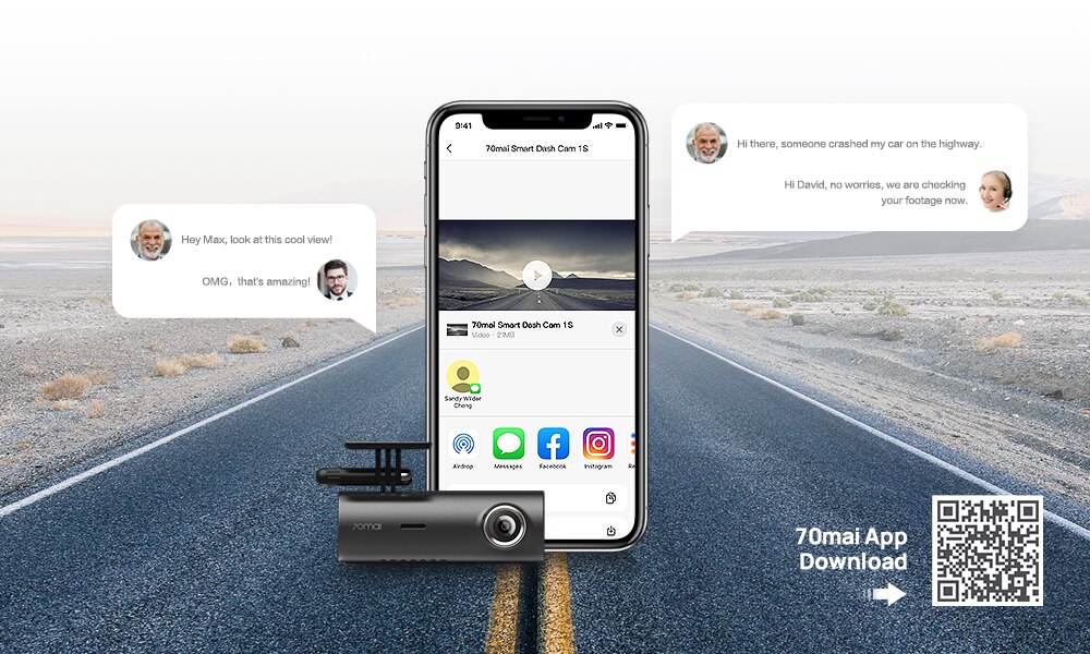 70mai Car DVR 1S APP English Voice Control 70mai 1S D06 1080P HD Night Vision 70mai 1S Dash Camera Recorder WiFi 70mai Dash Cam