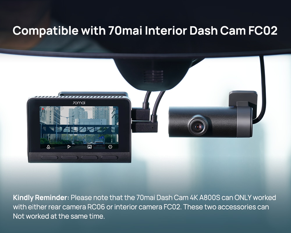 70mai 4K Dash Cam A800S Built-in GPS ADAS 140FOV 70mai Camera Car DVR 24H Parking Monitior Support Rear or Interior Cam