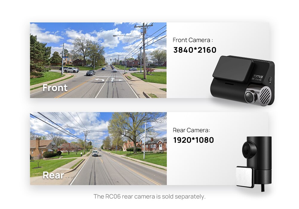 70mai 4K Dash Cam A800S Built-in GPS ADAS 140FOV 70mai Camera Car DVR 24H Parking Monitior Support Rear or Interior Cam