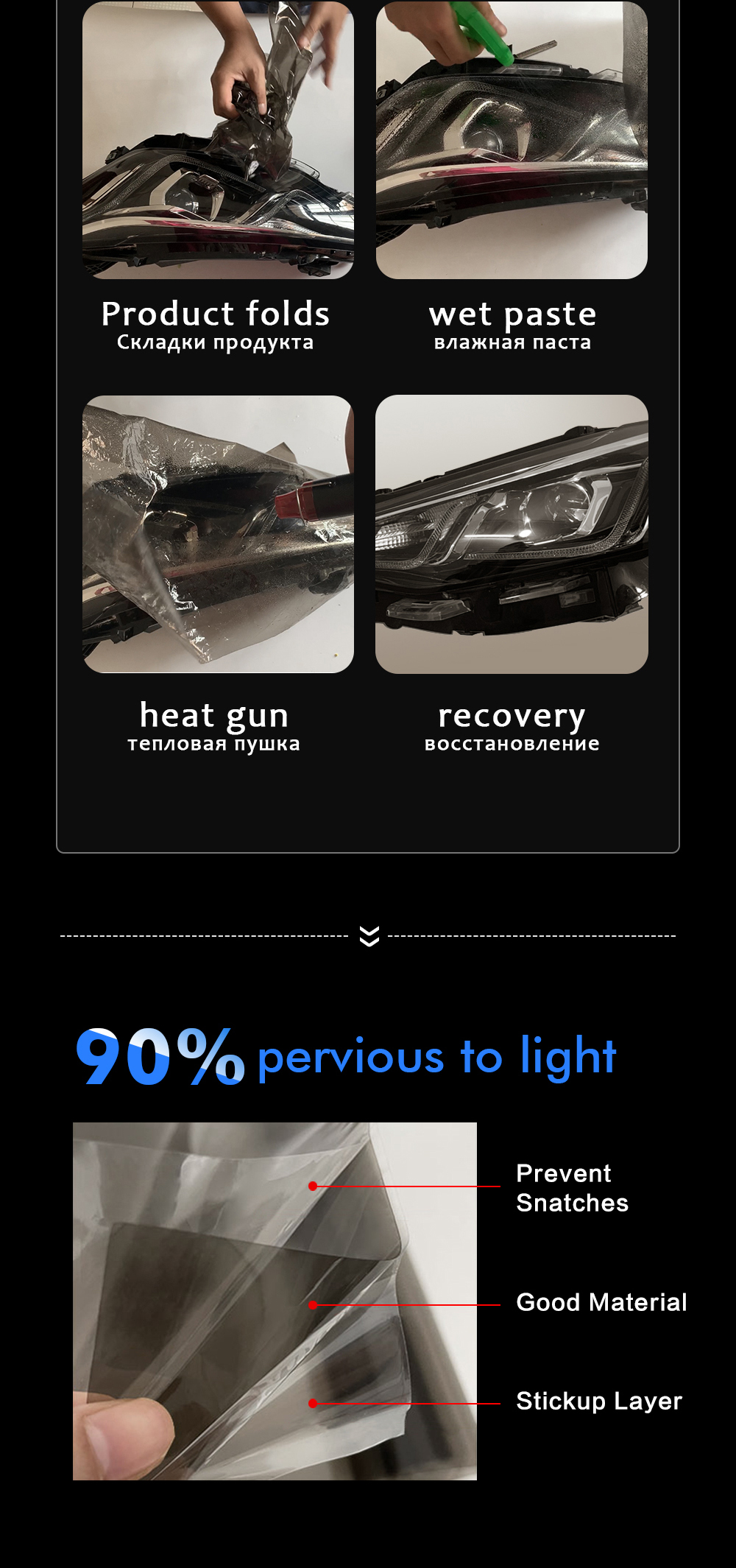 Car light film Car Smoke Fog Light Headlight Taillight Tint Vinyl Film Sheet Sticker Waterproof Auto Body Film Cover Car Styling