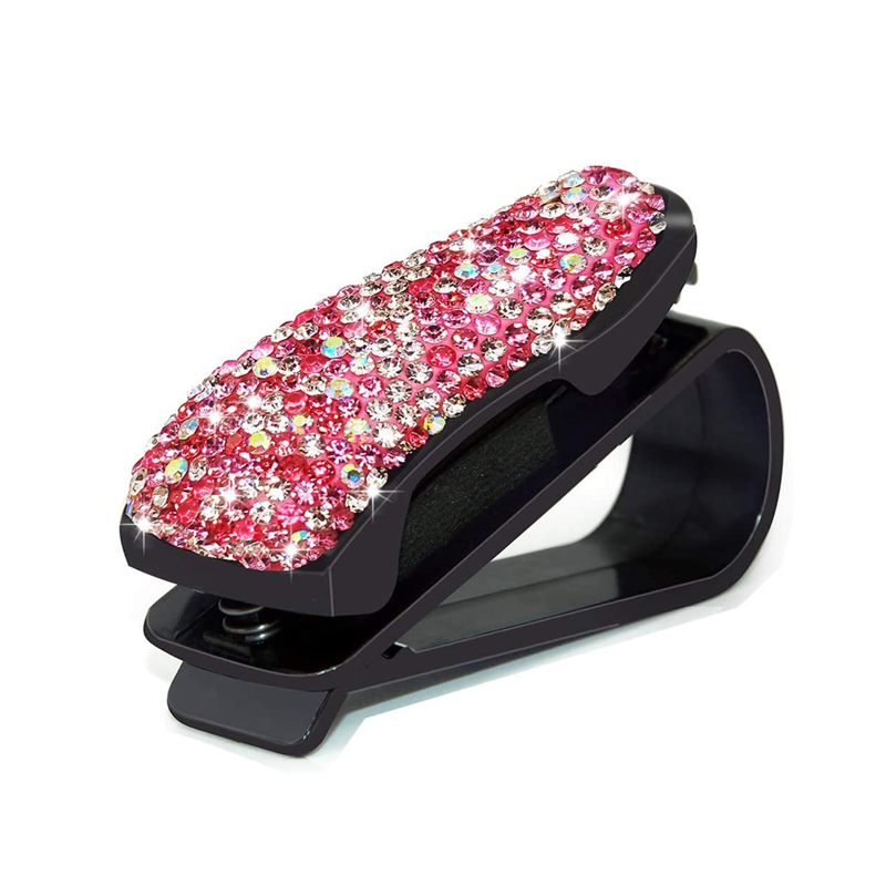 Rhinestone Diamond Decoration Clip Sun Visor Glasses Bracket Bill Clip Portable Sunglasses Eyeglasses Car Interior Supplies