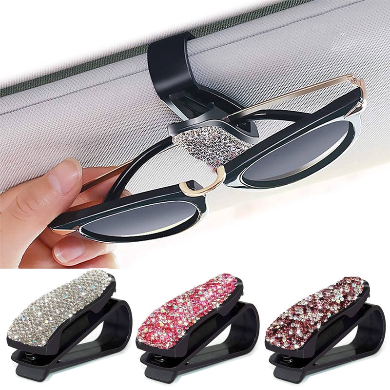 Rhinestone Diamond Decoration Clip Sun Visor Glasses Bracket Bill Clip Portable Sunglasses Eyeglasses Car Interior Supplies Rhinestone Diamond Decoration Clip Sun Visor Glasses Bracket Bill Clip Portable Sunglasses Eyeglasses Car Interior Supplies