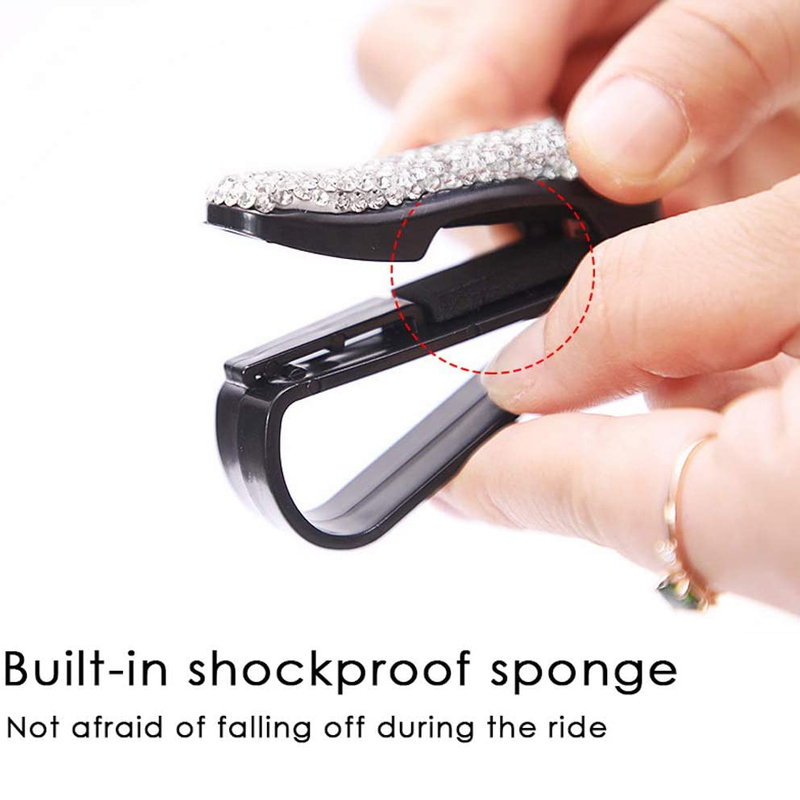 Rhinestone Diamond Decoration Clip Sun Visor Glasses Bracket Bill Clip Portable Sunglasses Eyeglasses Car Interior Supplies