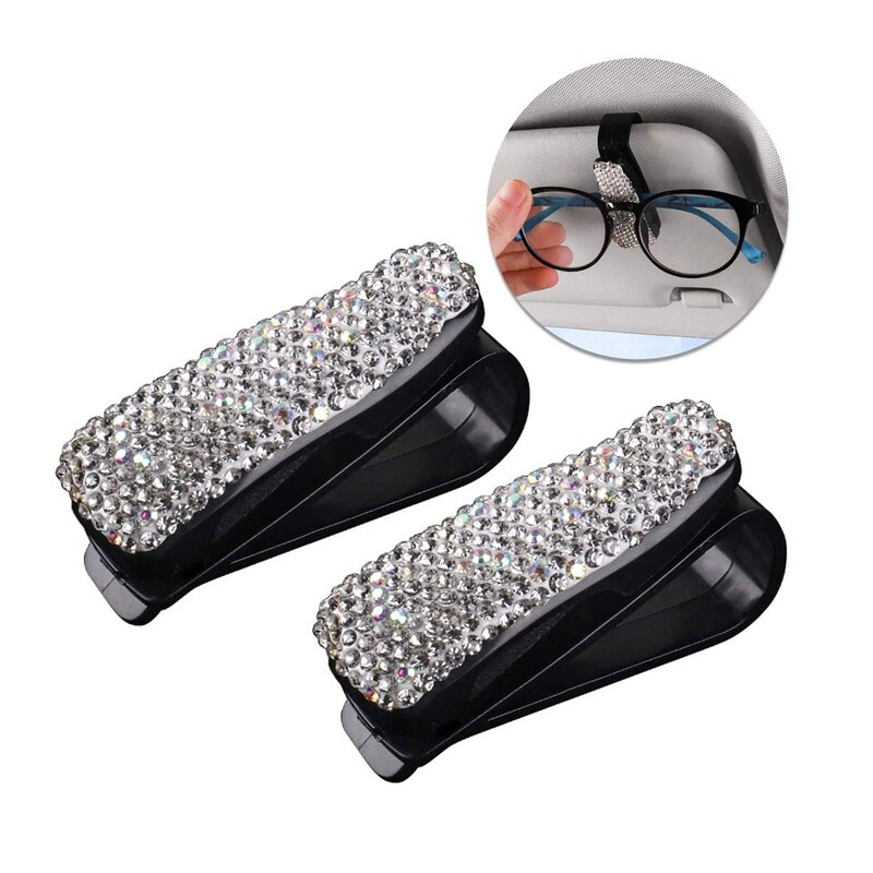 Rhinestone Diamond Decoration Clip Sun Visor Glasses Bracket Bill Clip Portable Sunglasses Eyeglasses Car Interior Supplies Rhinestone Diamond Decoration Clip Sun Visor Glasses Bracket Bill Clip Portable Sunglasses Eyeglasses Car Interior Supplies