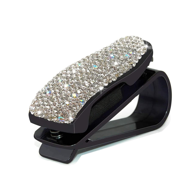 Rhinestone Diamond Decoration Clip Sun Visor Glasses Bracket Bill Clip Portable Sunglasses Eyeglasses Car Interior Supplies
