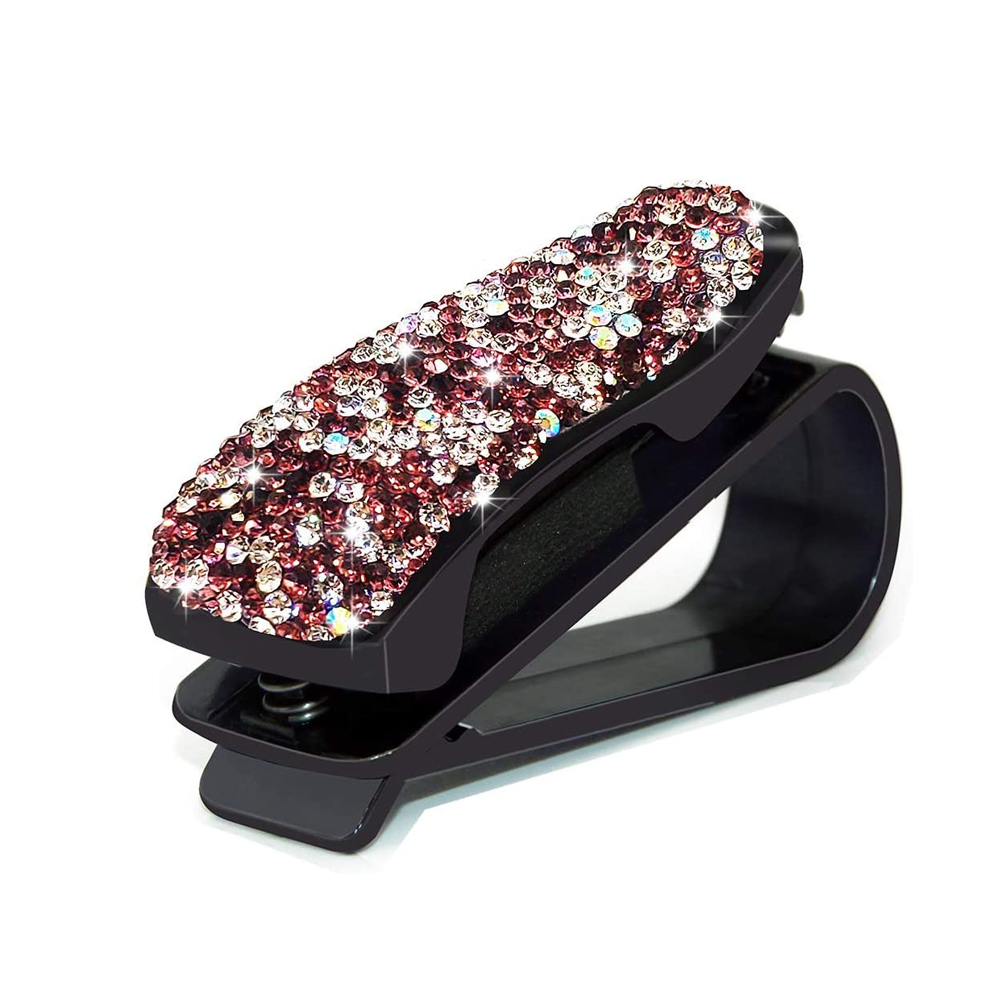 Rhinestone Diamond Decoration Clip Sun Visor Glasses Bracket Bill Clip Portable Sunglasses Eyeglasses Car Interior Supplies