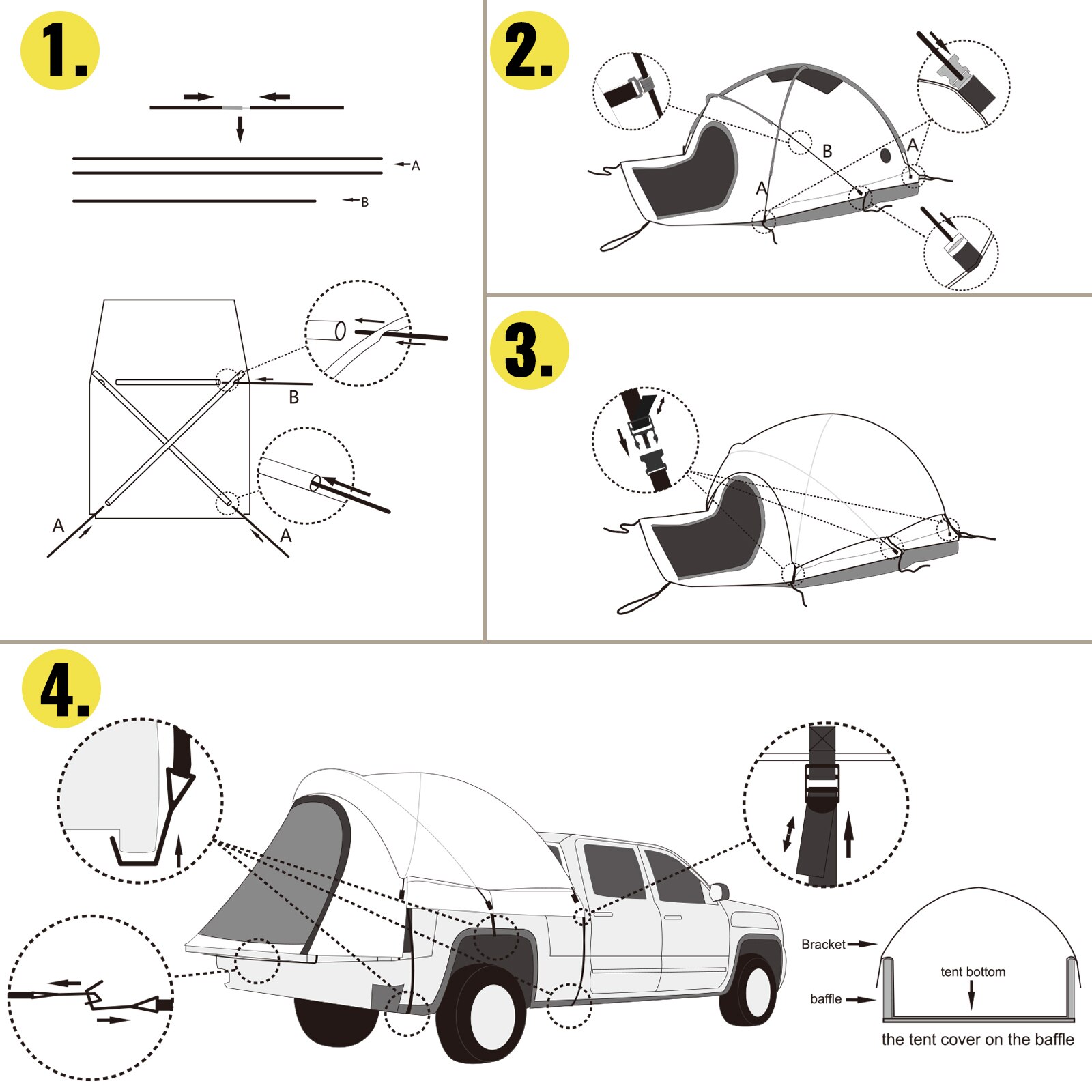 VEVOR 5-8 FT Waterproof Truck Tent Car Accessories Bed for Full / Mid Size Truck 2-Person Sleeping Capacity for Camping Hiking VEVOR 5-8 FT Waterproof Truck Tent Car Accessories Bed for Full / Mid Size Truck 2-Person Sleeping Capacity for Camping Hiking
