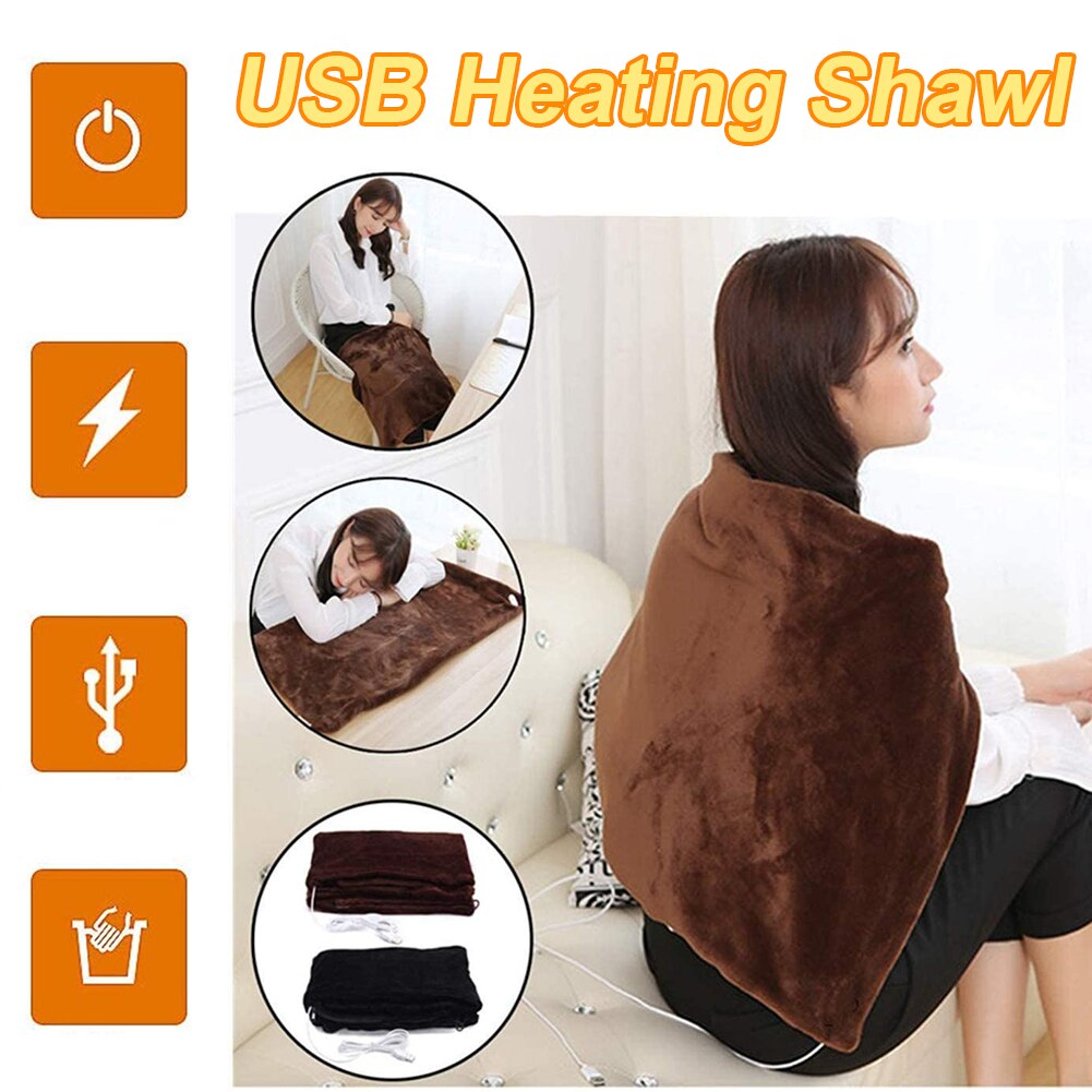 45*80cm USB 5V Electric Heating Shawl Washable 3 Heat Settings With Timing Function Heated Blanket