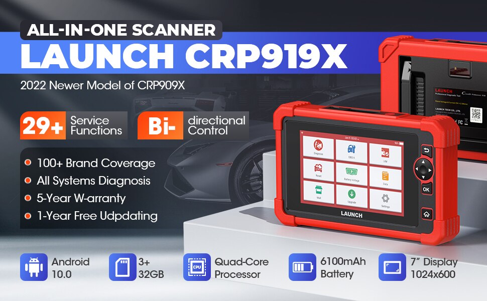 New LAUNCH X431 CRP919X OBD2 Scanner Automotive Diagnostic Tools Car CANFD DOIP ECU Coding OBDII Professional Scan Free Shpping