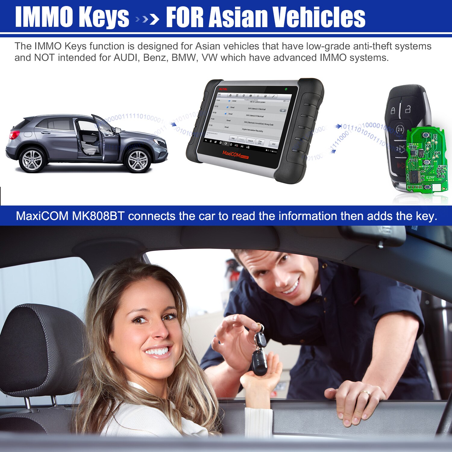 2022 Newest Autel MaxiCOM MK808BT OBD2 Scanner Car Diagnostic Tool Auto IMMO/EPB/SAS/BMS/TPMS/DPF Upgraded Version of MK808