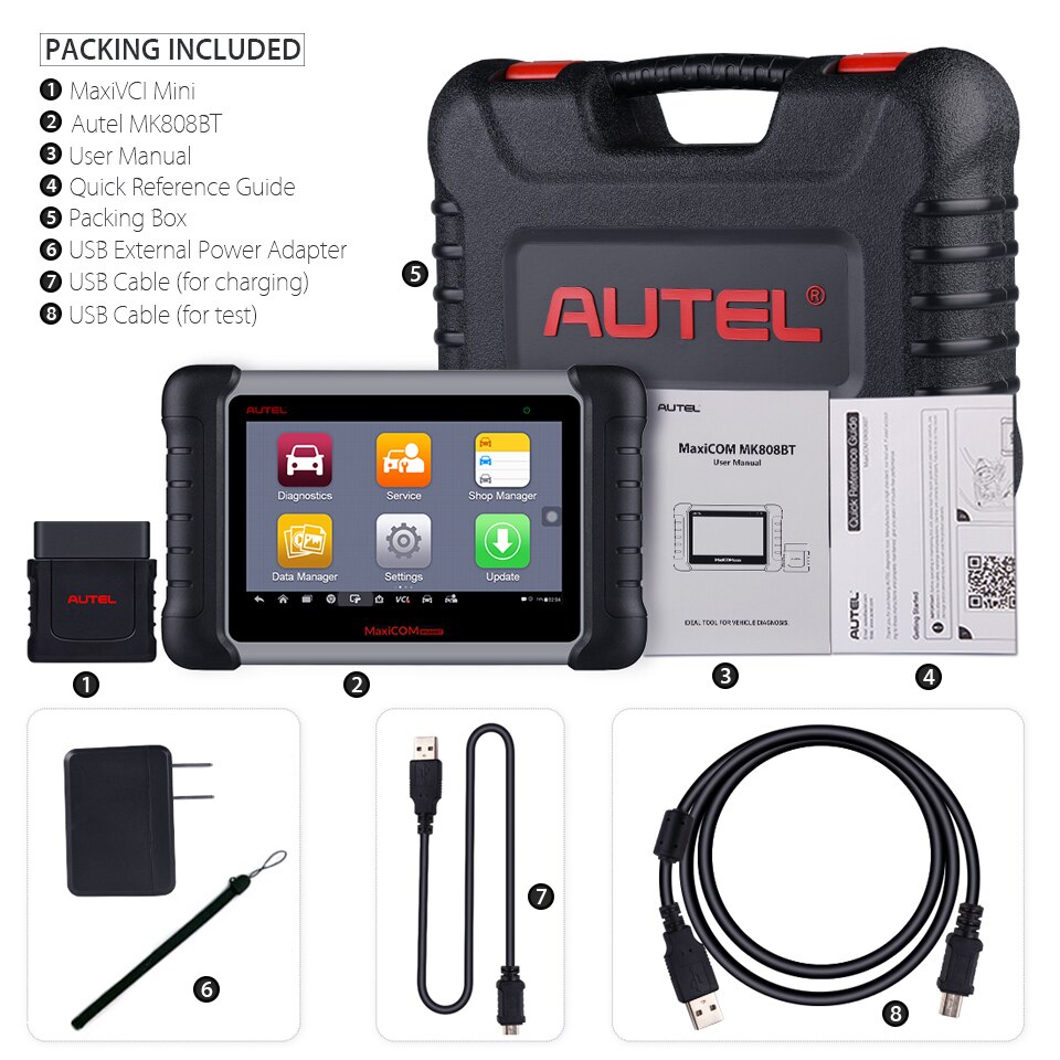 2022 Newest Autel MaxiCOM MK808BT OBD2 Scanner Car Diagnostic Tool Auto IMMO/EPB/SAS/BMS/TPMS/DPF Upgraded Version of MK808