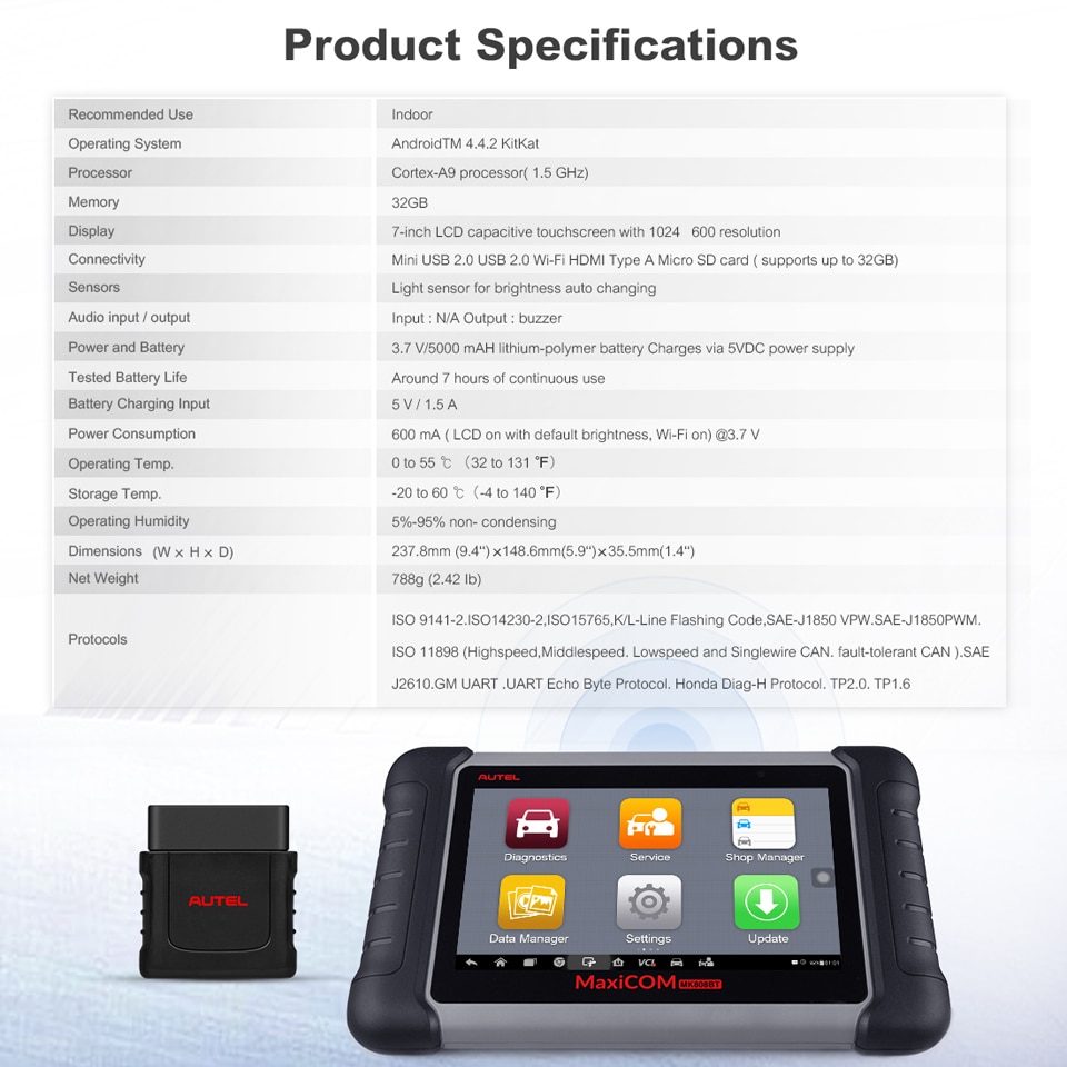 2022 Newest Autel MaxiCOM MK808BT OBD2 Scanner Car Diagnostic Tool Auto IMMO/EPB/SAS/BMS/TPMS/DPF Upgraded Version of MK808