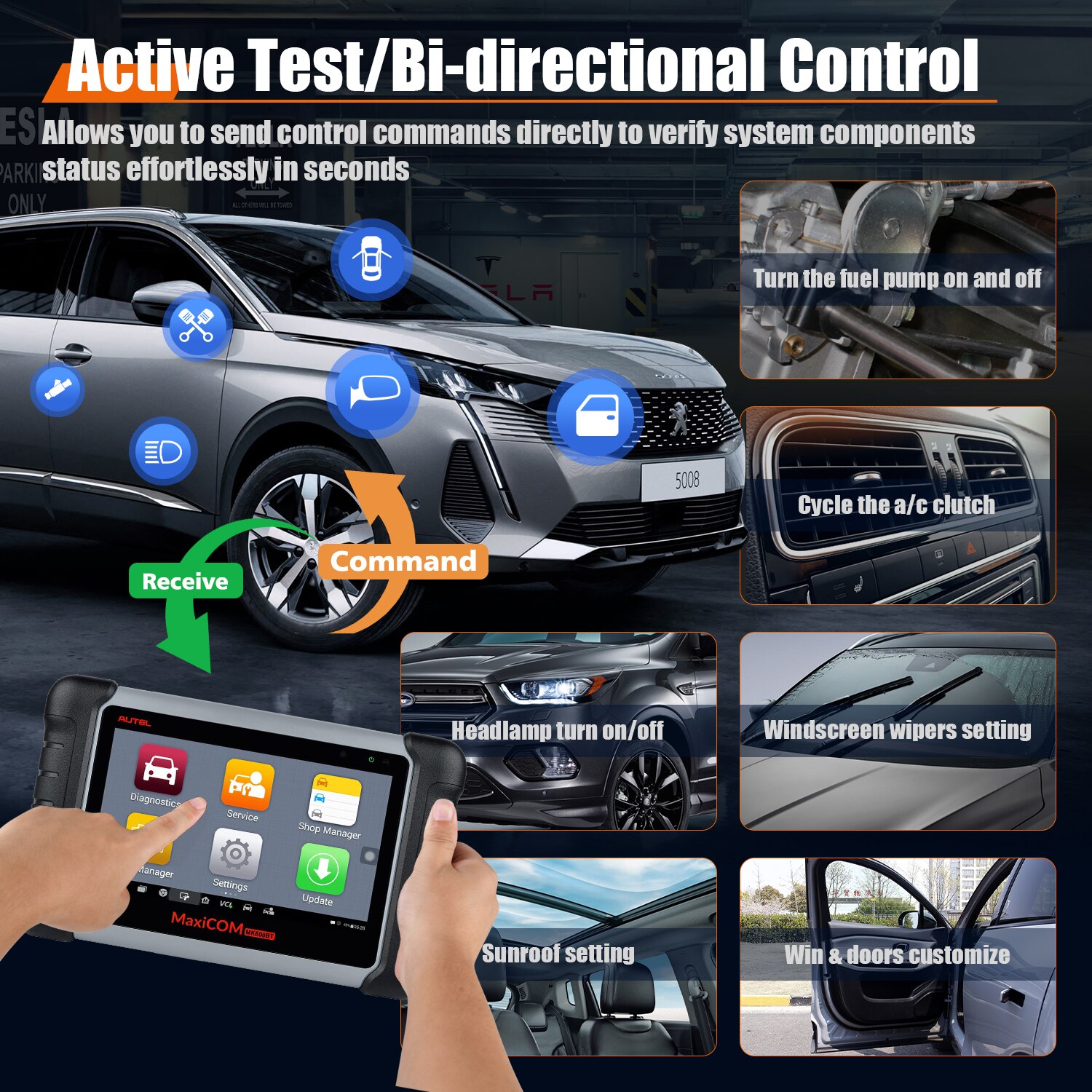 2022 Newest Autel MaxiCOM MK808BT OBD2 Scanner Car Diagnostic Tool Auto IMMO/EPB/SAS/BMS/TPMS/DPF Upgraded Version of MK808 2022 Newest Autel MaxiCOM MK808BT OBD2 Scanner Car Diagnostic Tool Auto IMMO/EPB/SAS/BMS/TPMS/DPF Upgraded Version of MK808