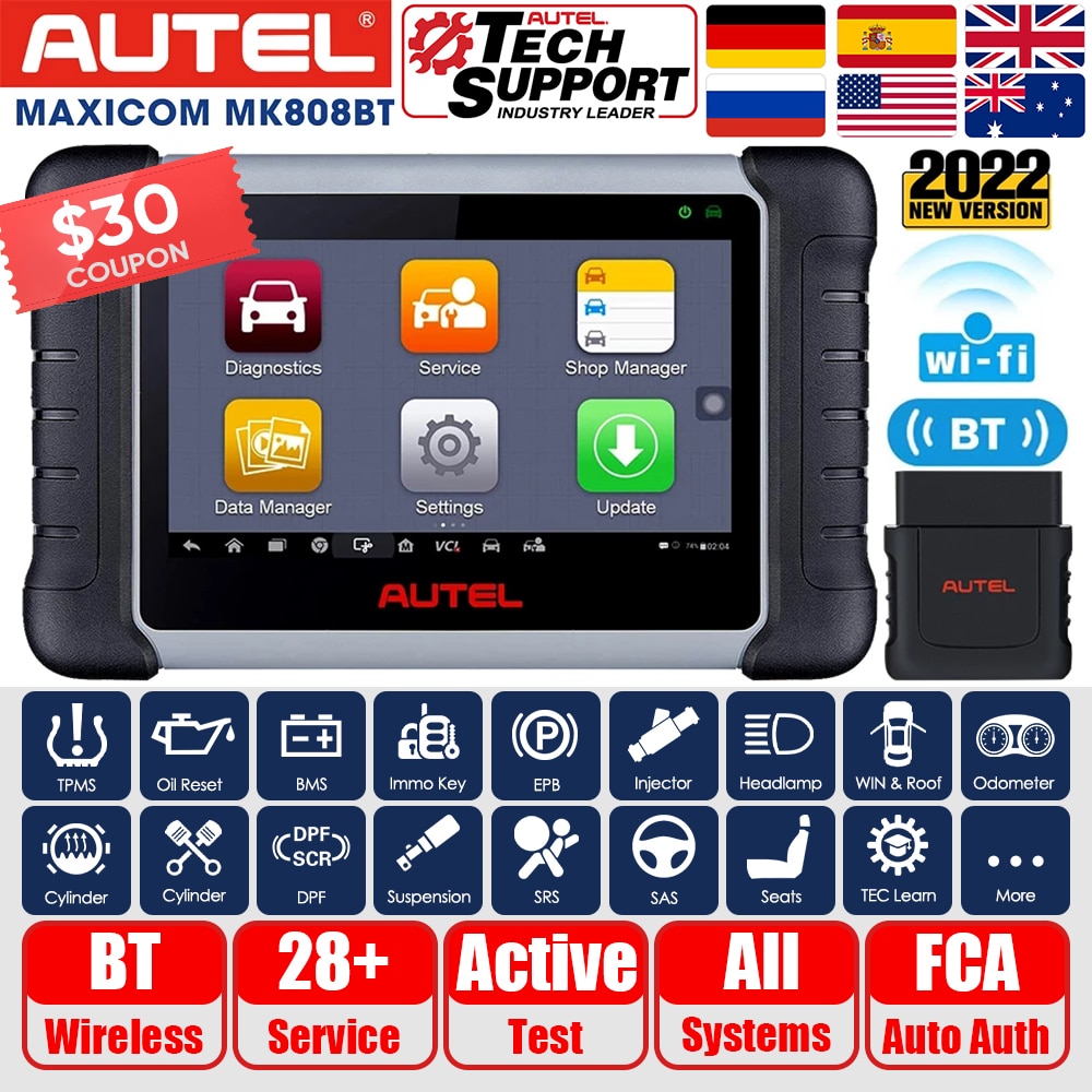 2022 Newest Autel MaxiCOM MK808BT OBD2 Scanner Car Diagnostic Tool Auto IMMO/EPB/SAS/BMS/TPMS/DPF Upgraded Version of MK808 2022 Newest Autel MaxiCOM MK808BT OBD2 Scanner Car Diagnostic Tool Auto IMMO/EPB/SAS/BMS/TPMS/DPF Upgraded Version of MK808