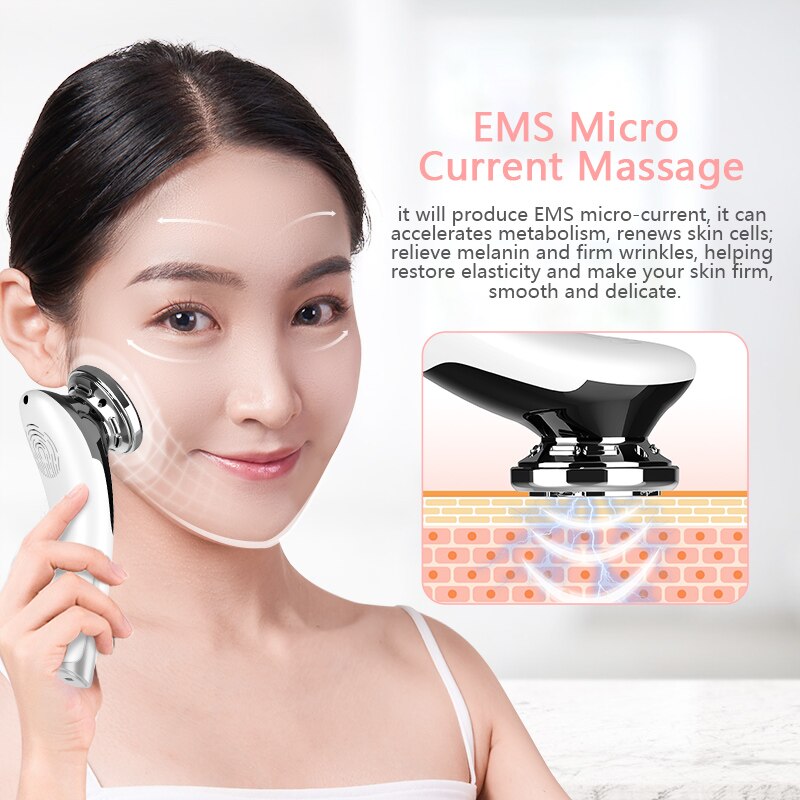 EMS Facial Massager LED light therapy Sonic Vibration Wrinkle Removal Skin Tightening Hot Cool Treatment Skin Care Beauty Device