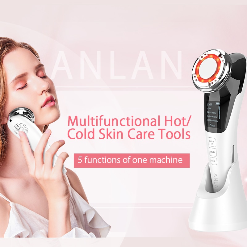 EMS Facial Massager LED light therapy Sonic Vibration Wrinkle Removal Skin Tightening Hot Cool Treatment Skin Care Beauty Device