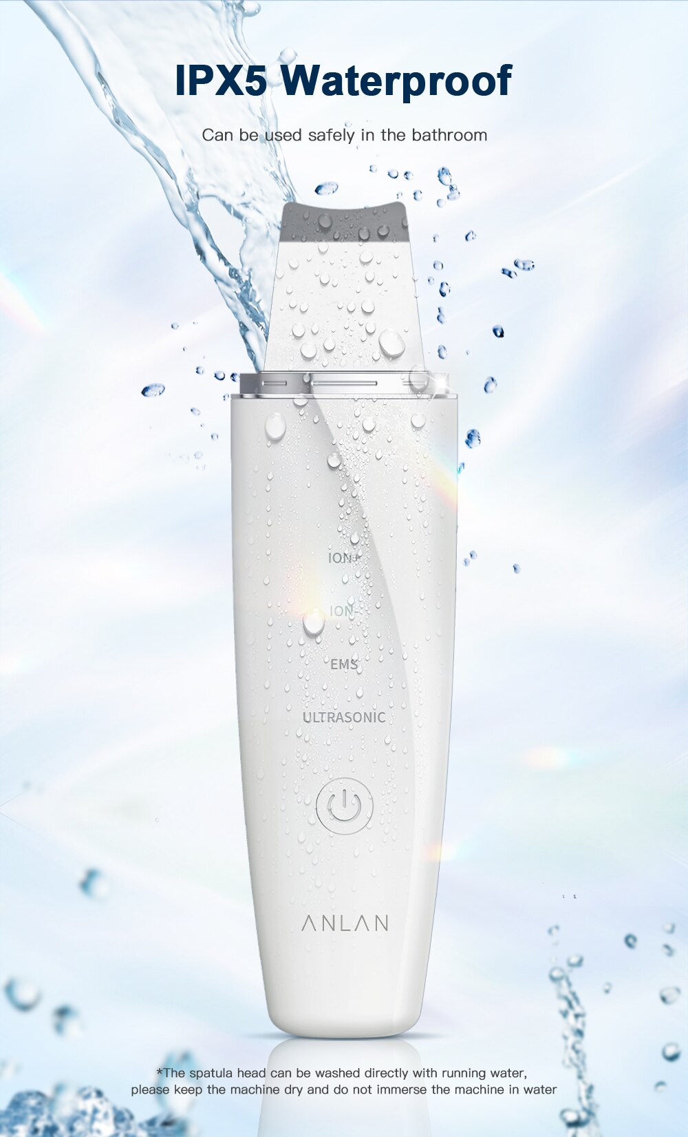 ANLAN Ultrasonic Skin Scrubber Blue Light Skin Care Deep Face Cleaning Peeling Shovel Facial Pore Cleaner Facial Lifting Machine