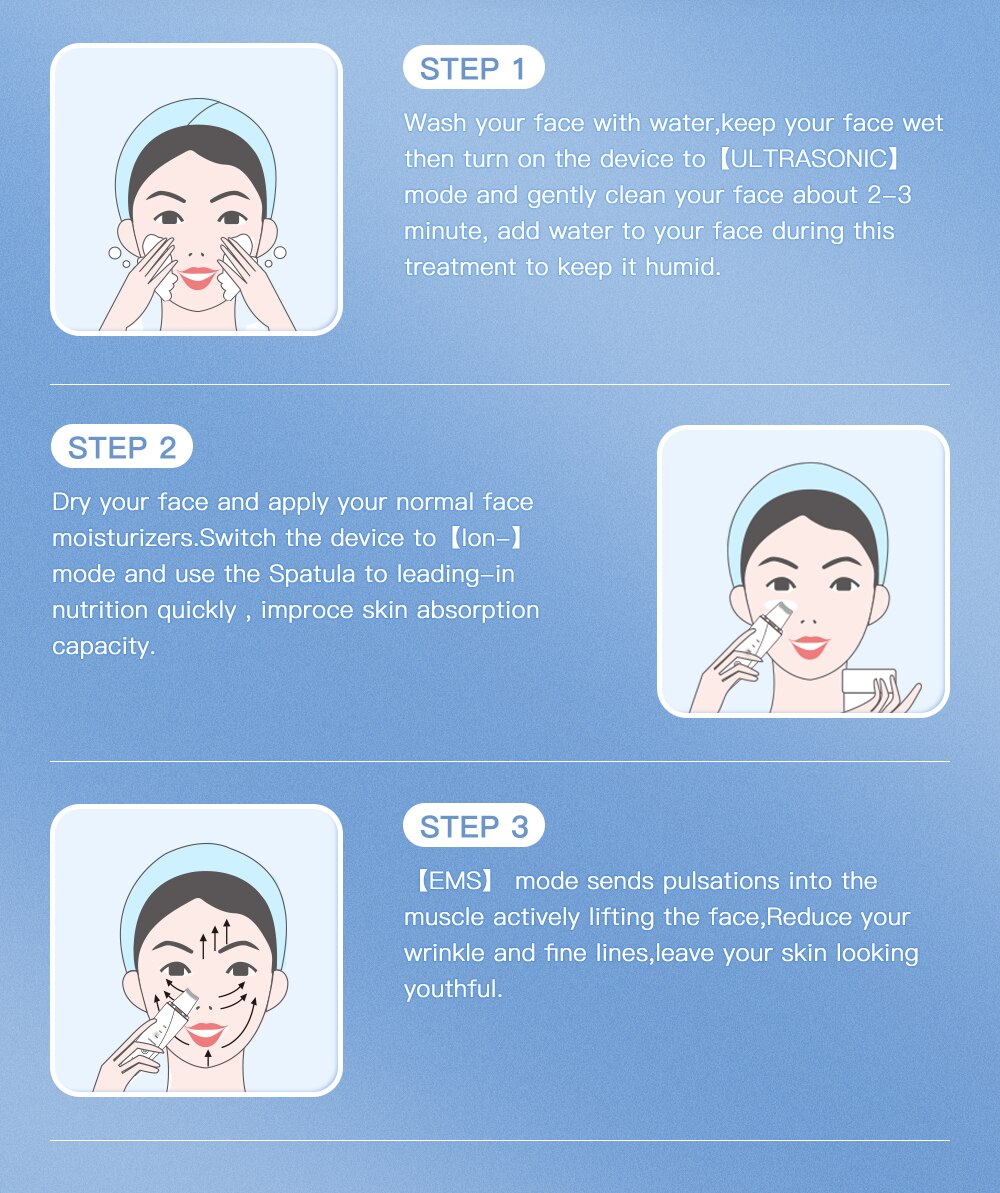 ANLAN Ultrasonic Skin Scrubber Blue Light Skin Care Deep Face Cleaning Peeling Shovel Facial Pore Cleaner Facial Lifting Machine