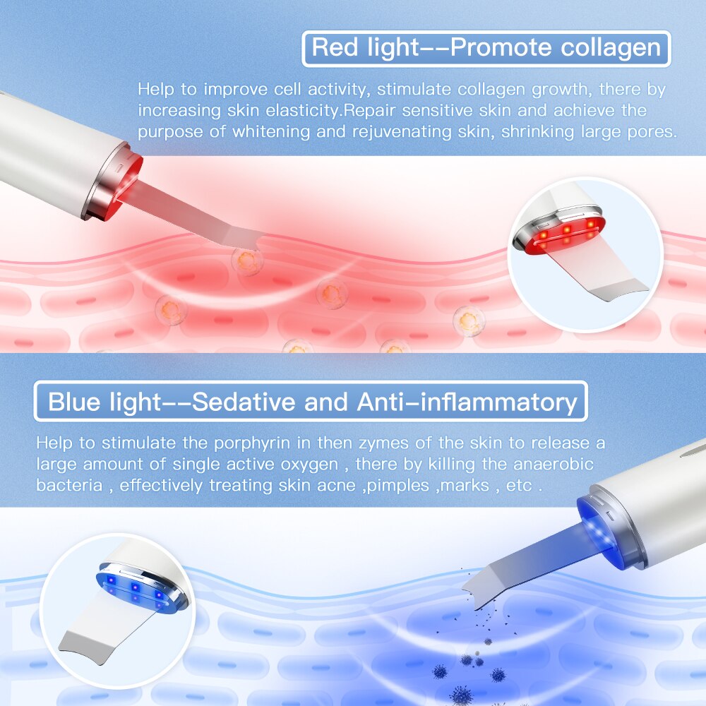 ANLAN Ultrasonic Skin Scrubber Blue Light Skin Care Deep Face Cleaning Peeling Shovel Facial Pore Cleaner Facial Lifting Machine ANLAN Ultrasonic Skin Scrubber Blue Light Skin Care Deep Face Cleaning Peeling Shovel Facial Pore Cleaner Facial Lifting Machine